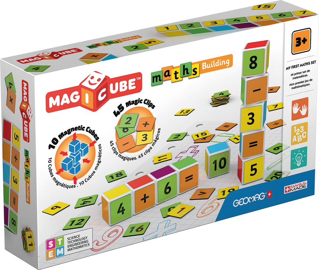 Geomag Magicube 55 Pieces Math Building Magnetic Cubes with Magic Clips for Ages 3+ Years