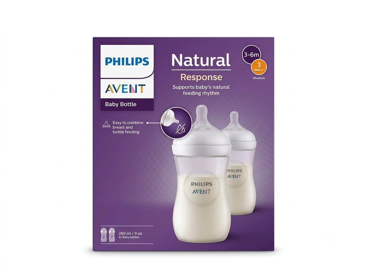 Philips Avent Natural Response Baby Bottle 260ml / 9oz Twin Pack (3–6M, Flow 3 Medium) | SCY903/02 - MINIMEE KIDS
