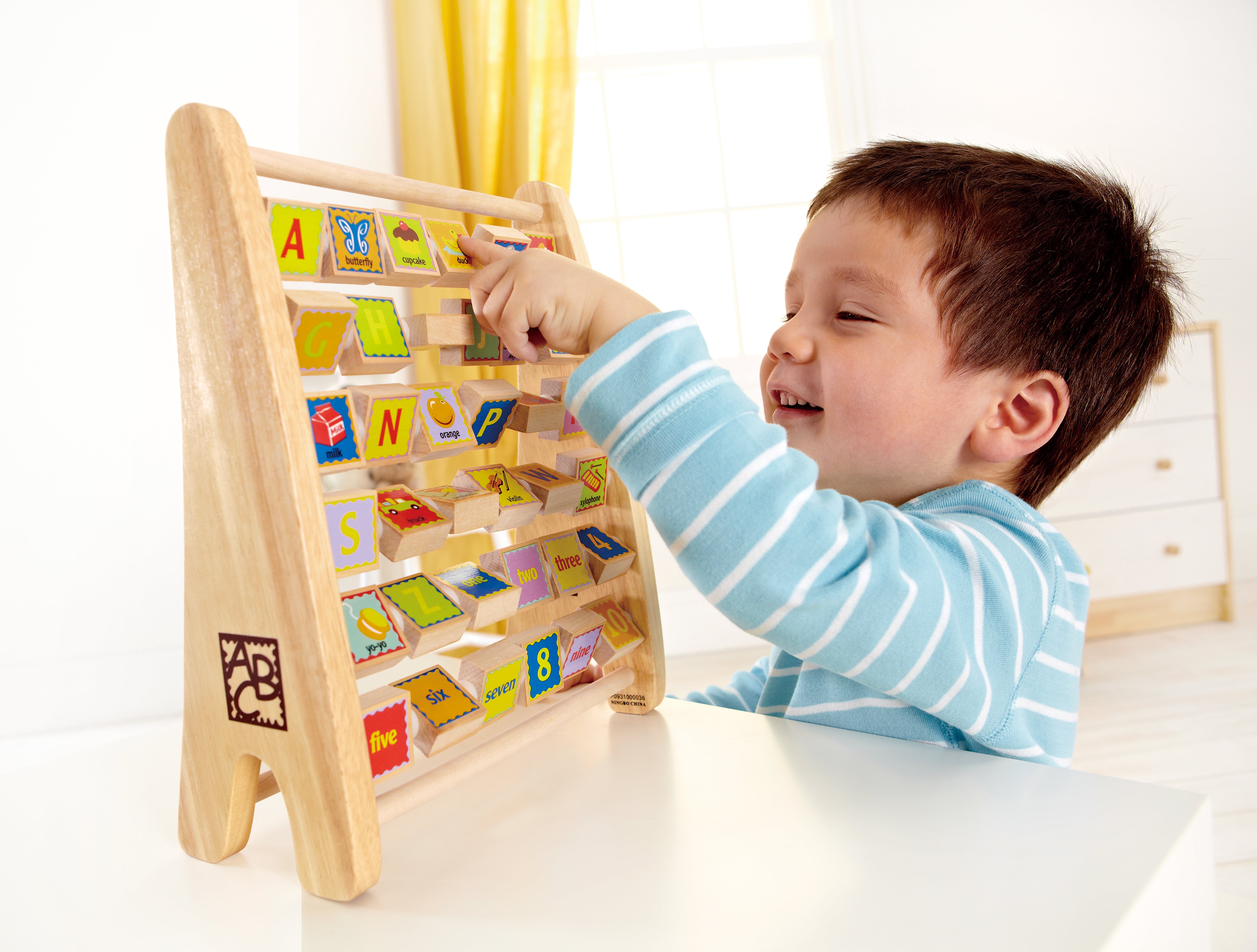 Hape Educational Alphabet Wooden Abacus | E1002 - 36-Piece Double-Sided Toy for Ages 3-6, Promoting Letter Recognition and Motor Skills