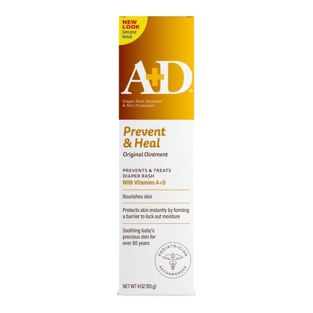 A+D Original Diaper Rash Ointment & Skin Protectant (4 oz / 113g) – Prevent & Heal Baby Ointment with Vitamins A and D, Lanolin & Petrolatum - MINIMEE KIDS