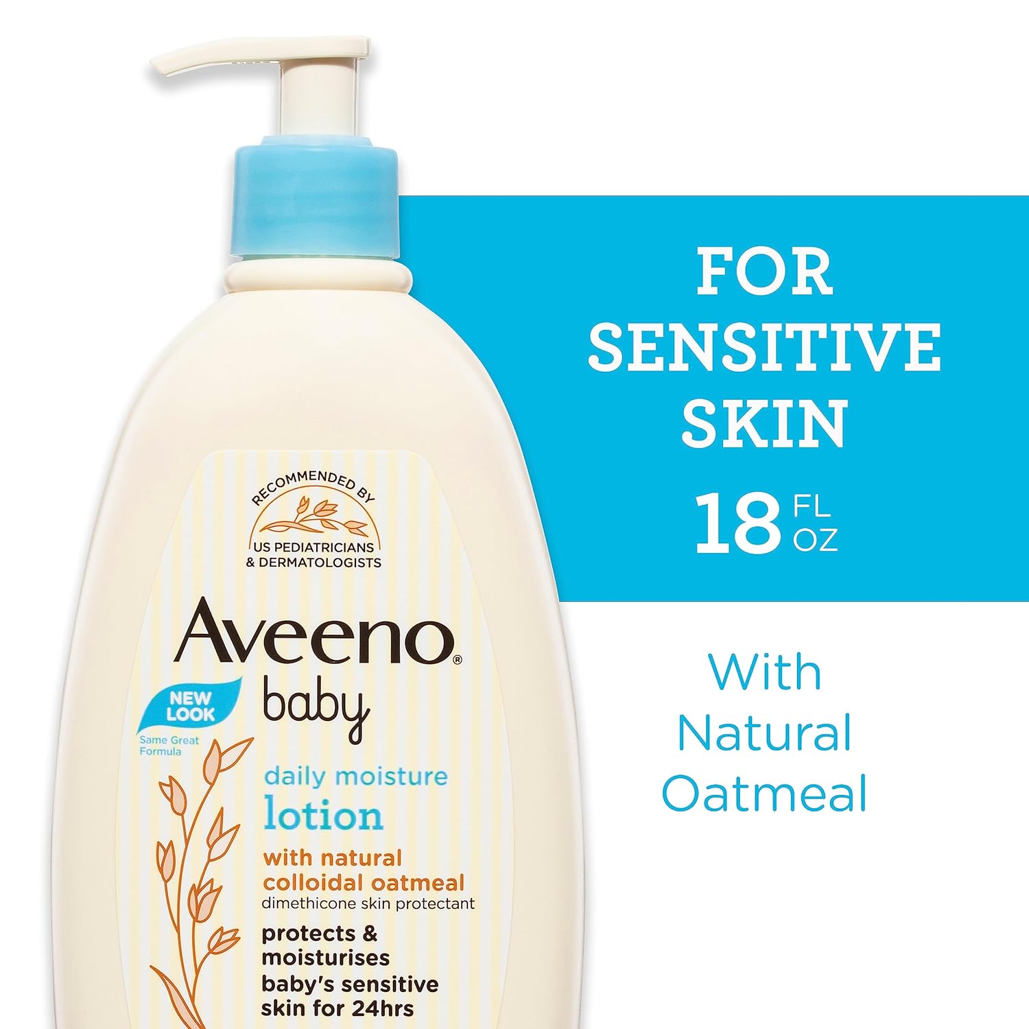 Aveeno Baby Daily Moisture Lotion with Natural Oatmeal – 24-Hour Hydration for Newborns & Sensitive Skin – Hypoallergenic, Fragrance-Free – Made in Canada – 532ml
