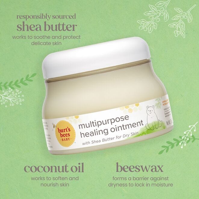 Burt’s Bees Baby Multipurpose Healing Ointment – 100% Natural Petroleum-Free Moisturizer with Shea Butter, Beeswax & Coconut Oil – Gentle Skin Barrier for Dryness & Irritation – Made in USA – 212.6g
