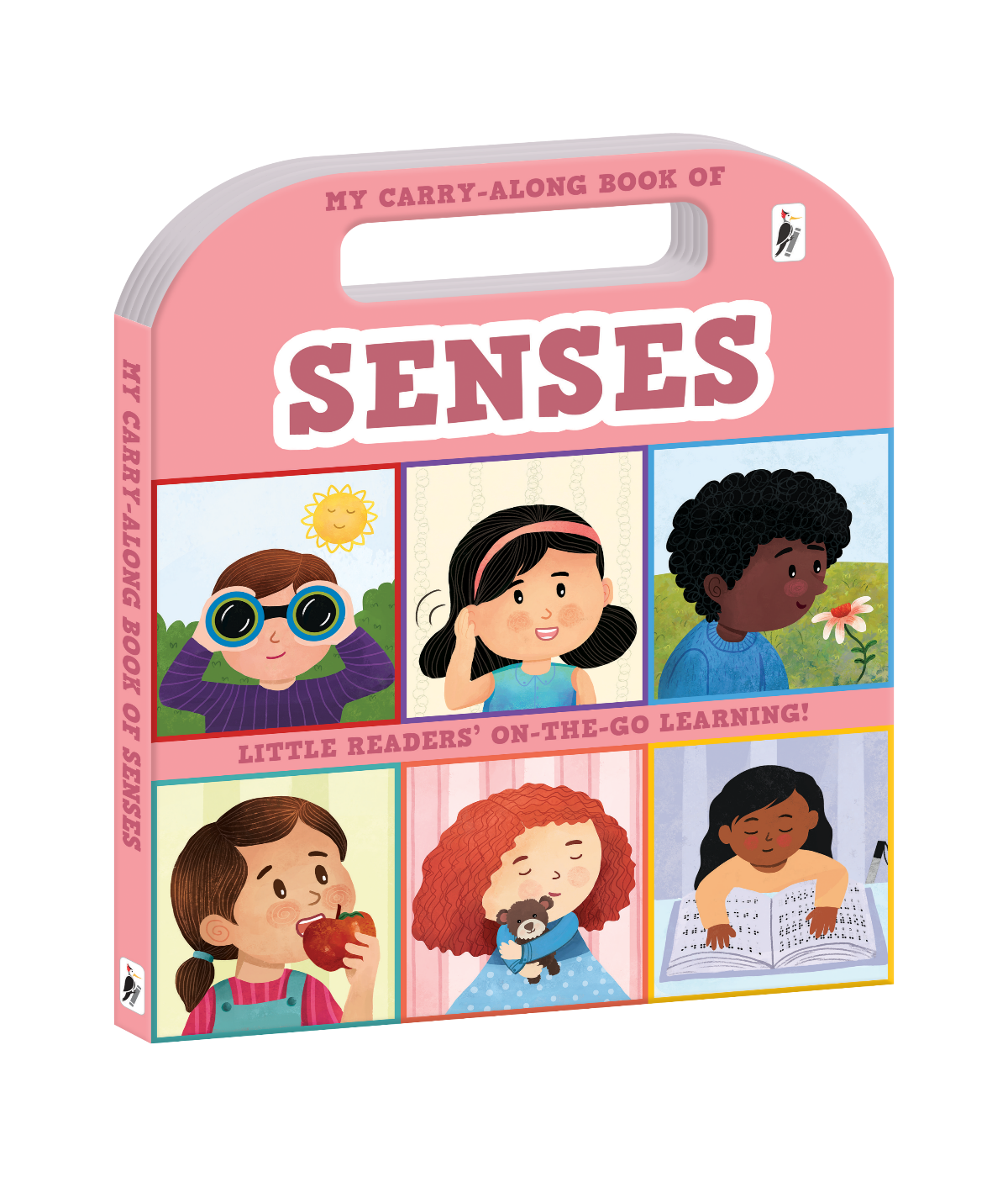 My Carry-Along Book of Senses – Interactive Toddler Board Book with Built-In Handle for Sensory Awareness, Five Senses Early Learning, and On-The-Go Discovery