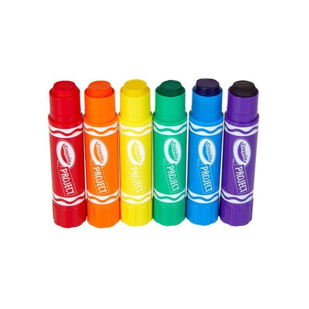 Crayola Project Quick-Dry Paint Sticks - 6 Vibrant Colors for Kids | Dries in Under 60 Seconds | Mess-Free Poster Paints for Signs, Posters & Crafts