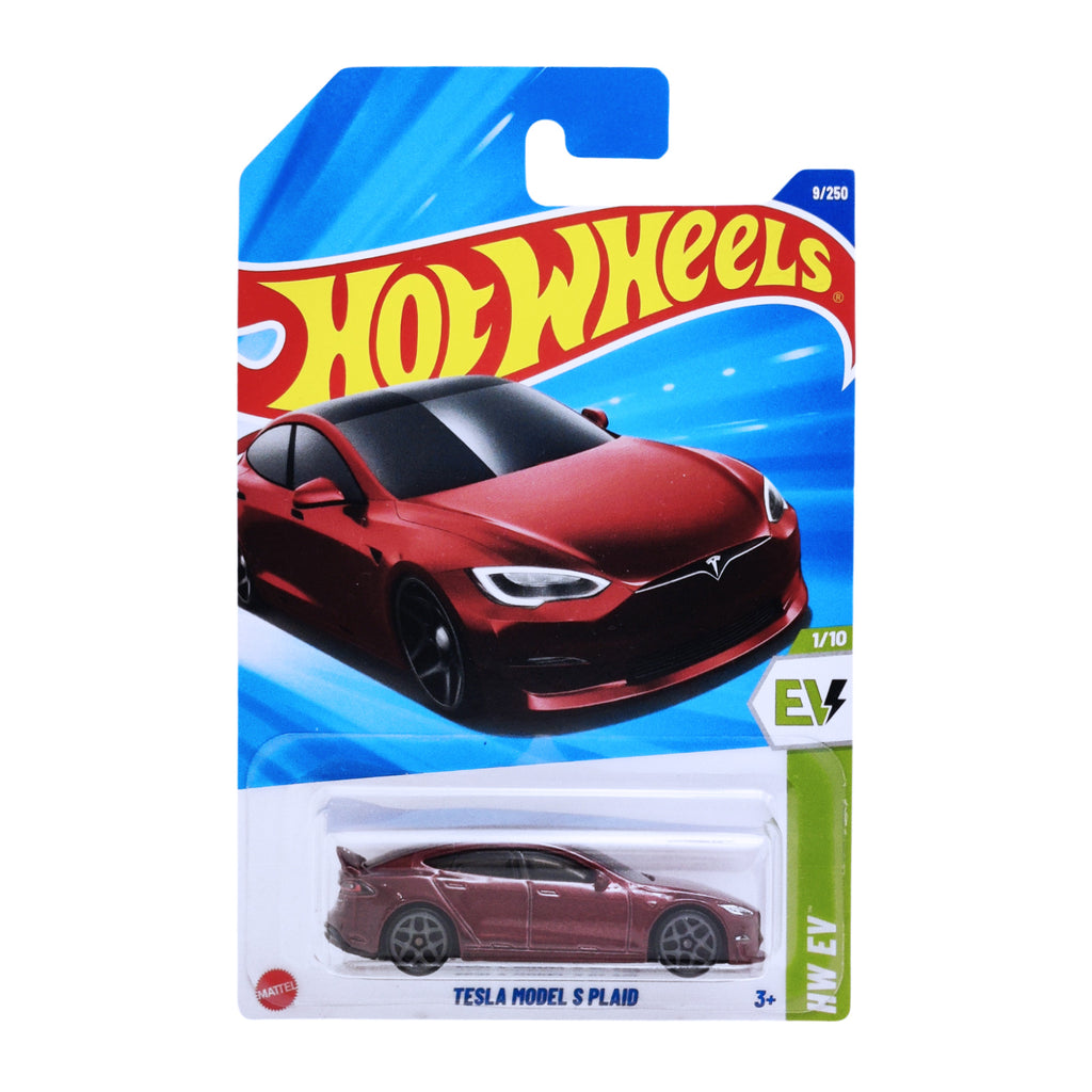 Hot Wheels Tesla Model S Plaid HW EV 1/10 (9/250) HYX58 Short Card 2025 + Protector Short Card