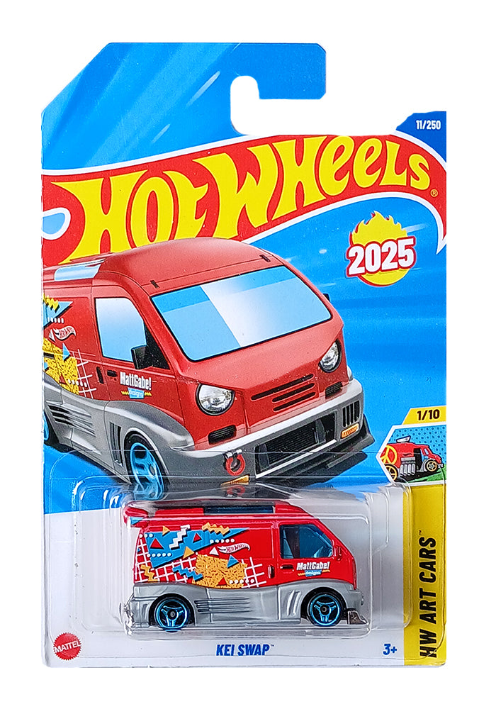 Hot Wheels Kei Swap (11/250), HW Art Cars Series (1/10), 2025 Mainline Collection, 1:64 Scale Die-Cast Van with "Manga" Graphics for Kids & Collectors Aged 3+