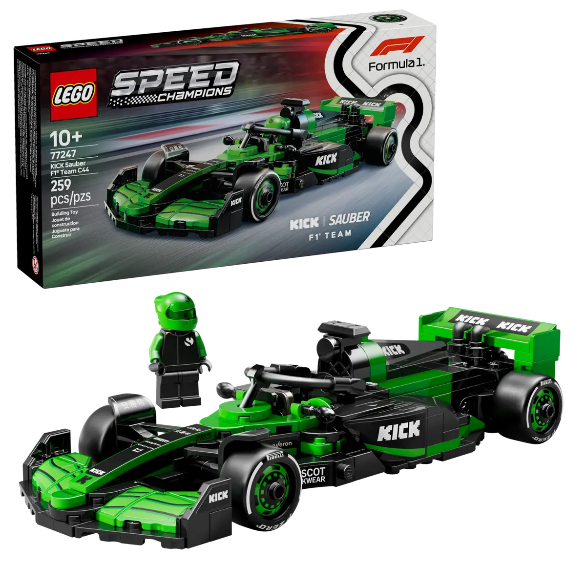 LEGO Speed Champions 77247 KICK Sauber F1 Team C44 | 259-Piece Formula 1 Model Car | Includes Driver Minifigure | Minimee Kids India