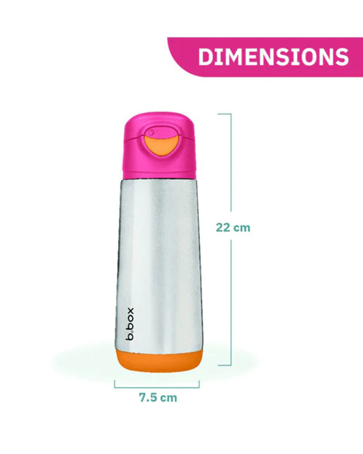 b.box 500ml Insulated Sport Spout Bottle for Kids – Stainless Steel Leak-Proof Hydration Bottle with Flip Lid | BPA-Free | 8 Color Variants