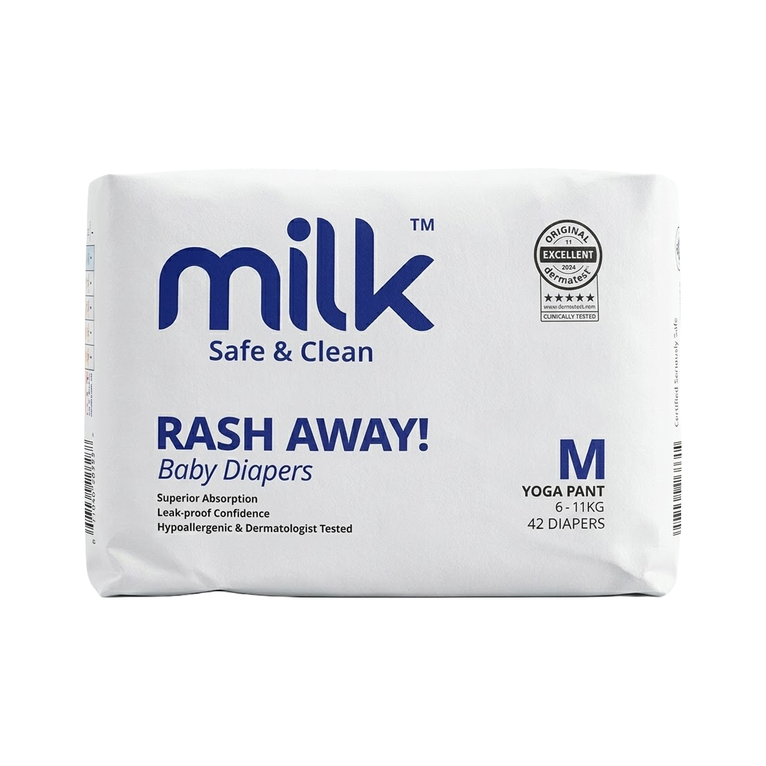 Milk Safe & Clean Baby Diapers Size-3 Medium (M) 42pcs | Yoga Pant Style Pull-Ups | 6-11kg | RashDefense™ Active Fit - MINIMEE KIDS