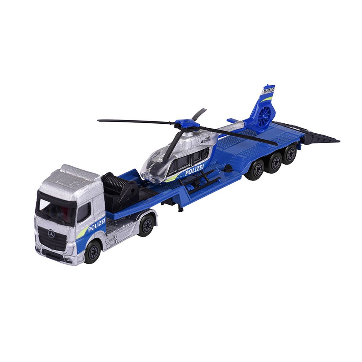 Majorette Transporter Series – Mercedes-Benz Actros & MAN TGX XXL Die-Cast Truck with Speedboat, Police Helicopter, Spacefleet, Tractor, Aeroplane & More | 3+ Years