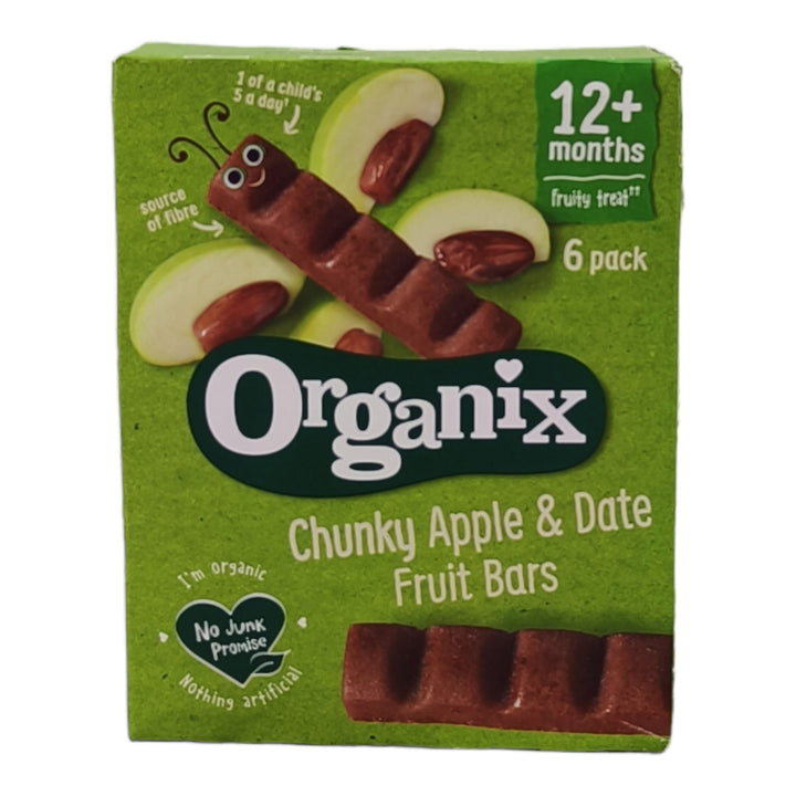 Organix Chunky Apple & Date Fruit Bars for 12+ Months - 102g | 6 Pack in the Box