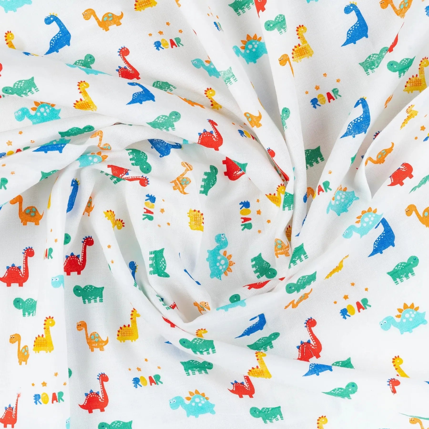 BeeLittle Dino Mite Organic Muslin Swaddle - 100 cm x 100 cm | Pure Cotton, Soft, Lightweight, and Breathable | Blanket for Newborns