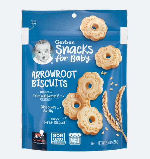 Gerber Arrowroot Biscuits - Snacks for Crawlers 10 Months & Above - 155g