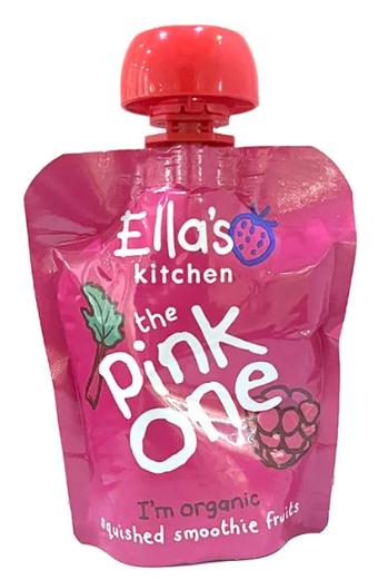 Ella’s Kitchen The Pink One Puree for Babies 6+ Months – Organic Fruit Blend with Apples, Bananas, Raspberries, and Rhubarb – 90g – No Added Sugar, Salt, or Water – No Artificial Ingredients