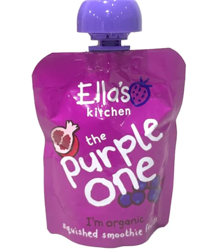 Ella’s Kitchen The Purple One Organic Squished Smoothie Fruit Puree | 100% Organic Apples, Bananas, Blackcurrants & Pomegranate | No Added Sugar | No Artificial Ingredients | Perfect for Weaning Babies & Kids | 6+ Months | 90g