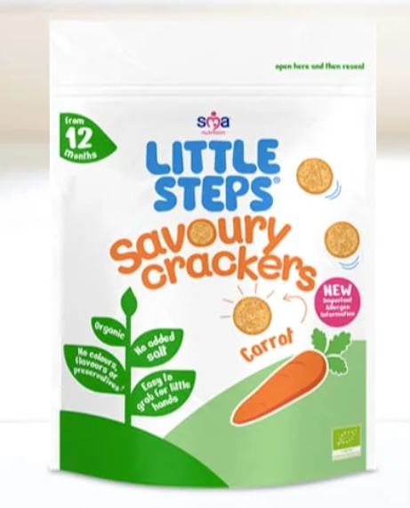 SMA Nutrition LITTLE STEPS® Organic Savoury Crackers Carrot From 12 Months & Above - 100g