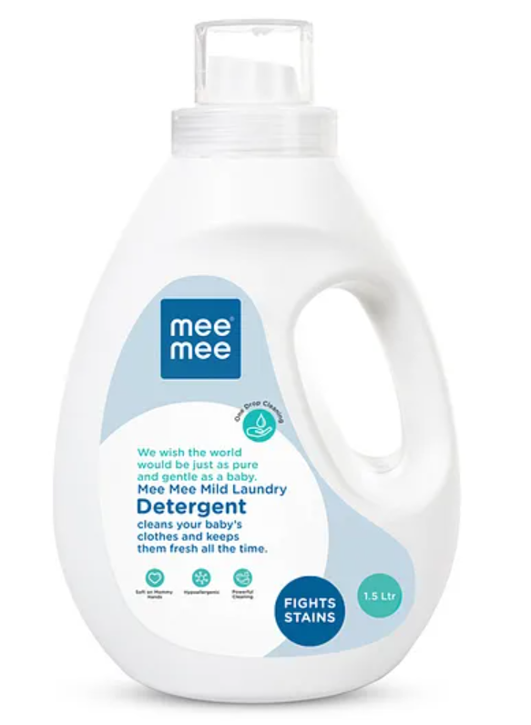 Mee Mee Mild Baby Laundry Detergent – 1.5L | Gentle on Baby’s Skin & Mother’s Hands | Removes Tough Stains, Kills Germs & Keeps Fabrics Soft | Phosphorus-Free & Aloe-Enriched Liquid Detergent