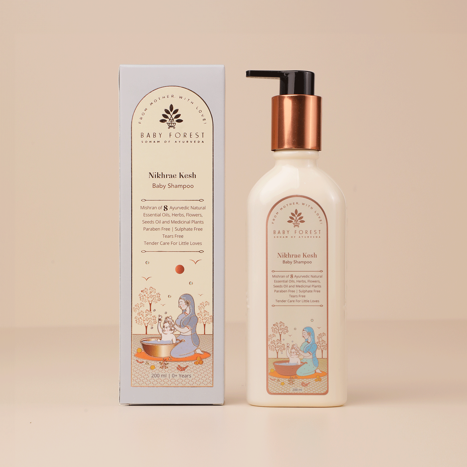 Baby Forest Nikhrae Kesh Ayurvedic Baby Shampoo – 200ml | Natural Cleanser with Neem, Aloe Vera & Hibiscus | Sulphate-Free & Tear-Free for Infants