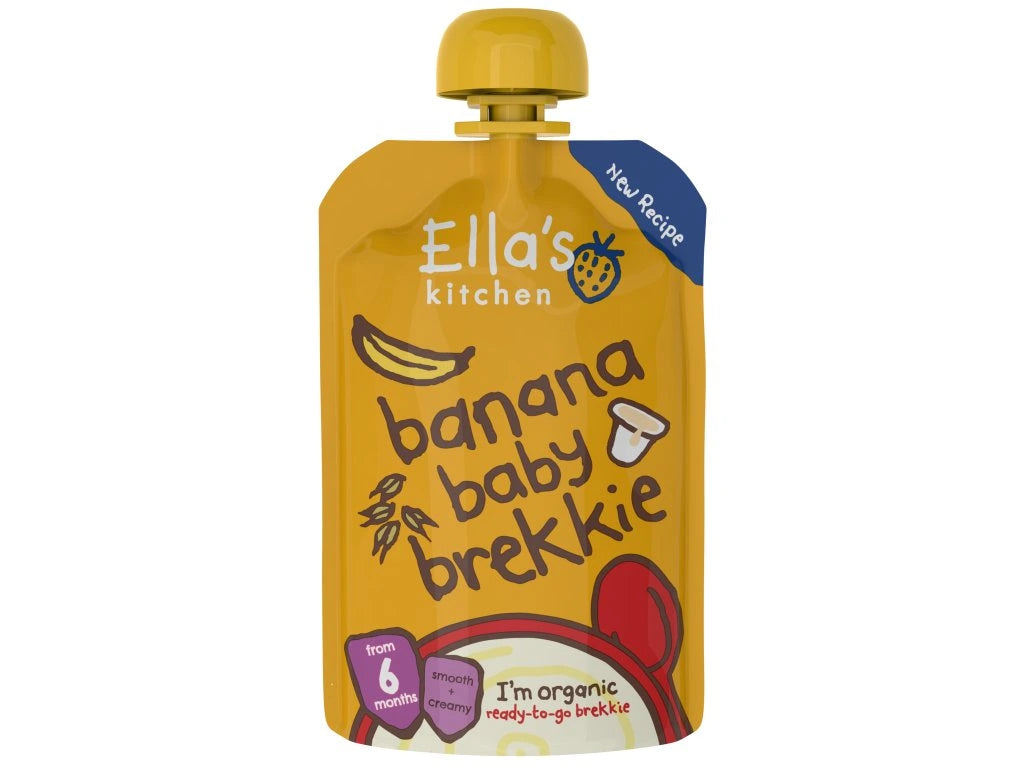 Ella’s Kitchen Banana Baby Brekkie – Organic Fruit & Yogurt Puree for Babies 6+ Months – Made with Bananas, Whole Milk Yogurt, Oats & Rice Flour | 100g | No Added Sugar, Salt, or Water
