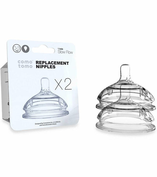 Comotomo Replacement Silicone Nipple with 1 Hole Slow Flow for 0-3 Months - Pack of 2 Teats - MINIMEE KIDS