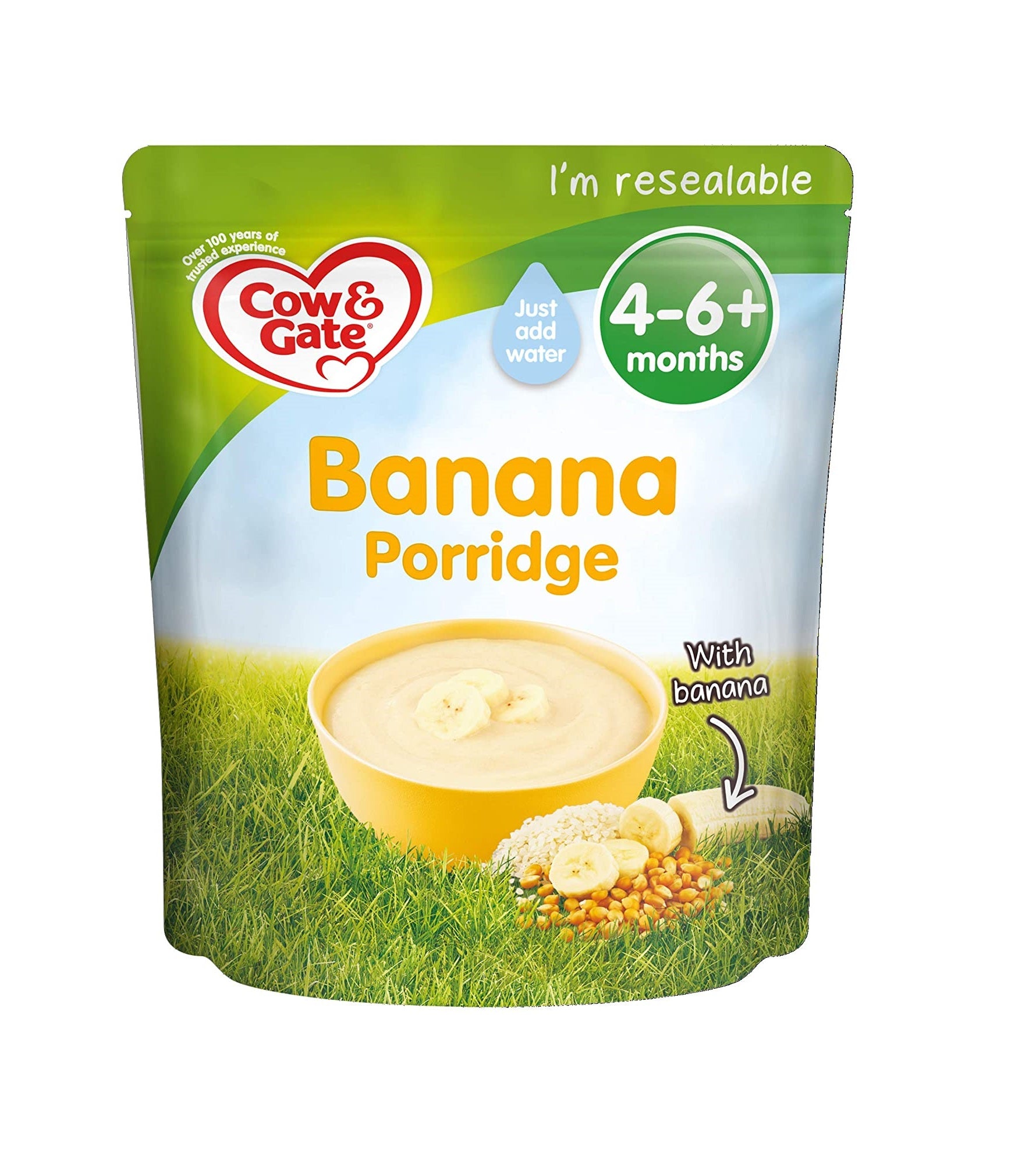 Cow & Gate Banana Porridge - 125g | Nutritious Breakfast for Babies 4+ Months