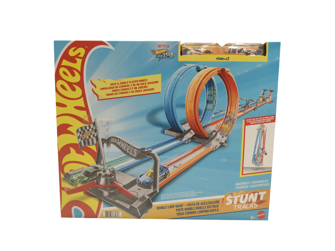 Hot Wheels Stunt Tracks Double Loop Dash Track Set Loops,
