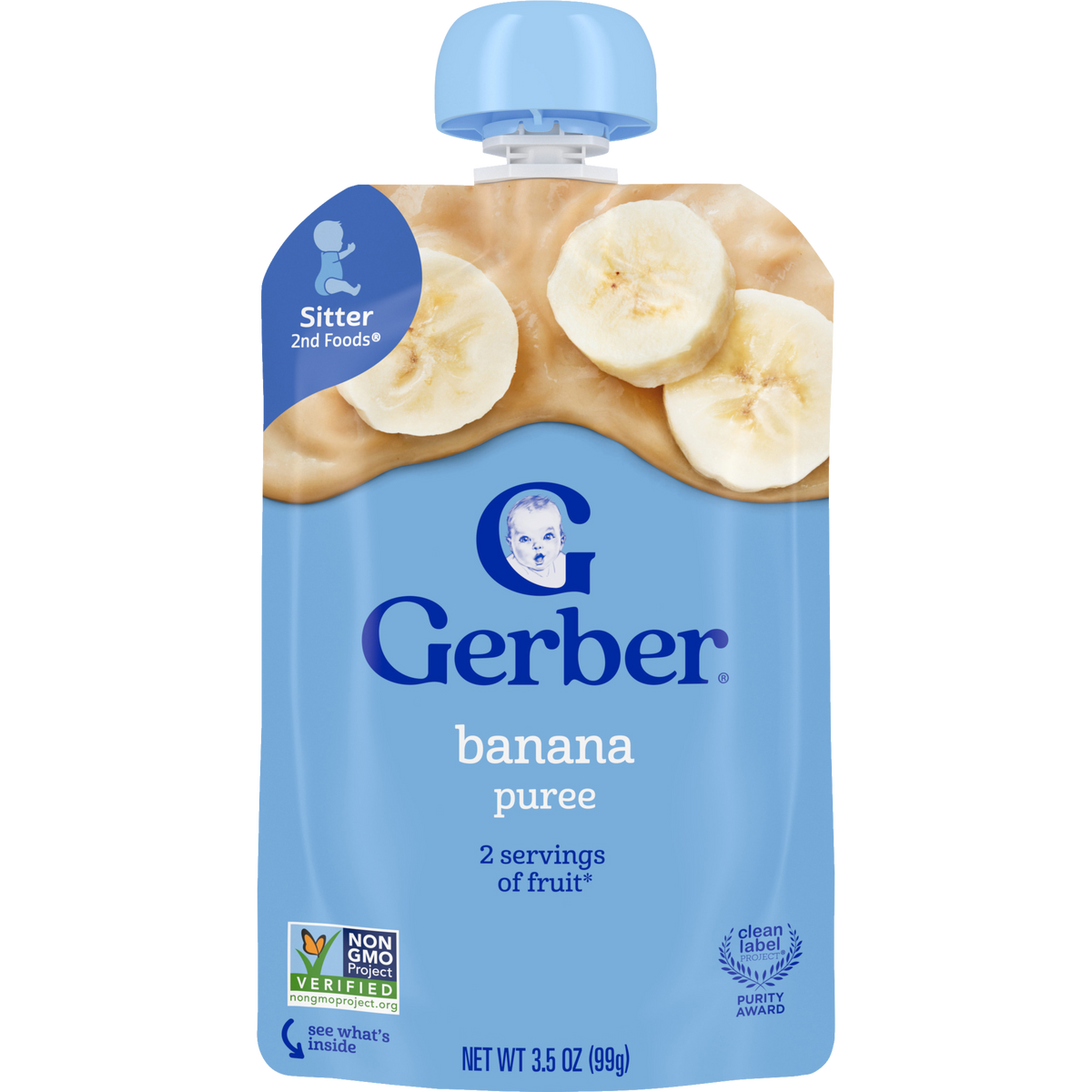 Gerber Banana Puree Pouch – 99g | Non-GMO, No Added Sugar, Rich in Potassium & Vitamin C