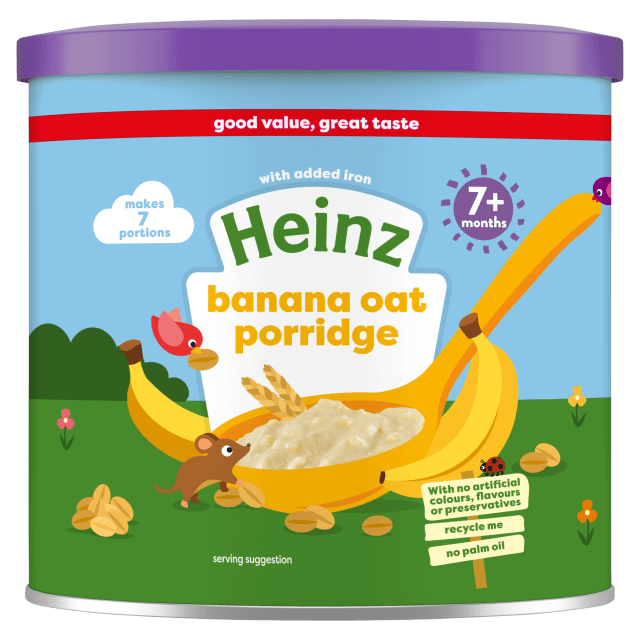 Heinz Banana Oat Porridge for 7+ Months 220g Makes Portions of  Nutritious Baby Meal