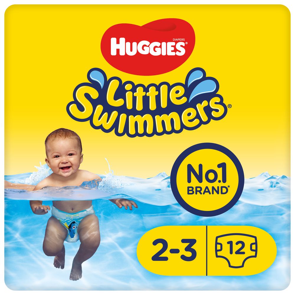 Huggies Little Swimmers Disney Pixar Finding Dory Baby Swim Diapers – Size 2-3 (3-8 kg) | Pack of 12 Swim Pants | Specially Designed for Water Play with Leak Guard & Easy Tear Sides