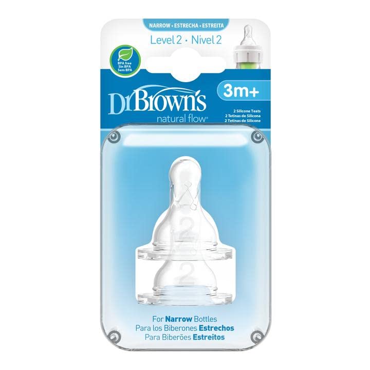 Dr Brown's Natural Flow Anti-Colic Teat for 3+ Months Level 2 Medium Flow - Pack of 2