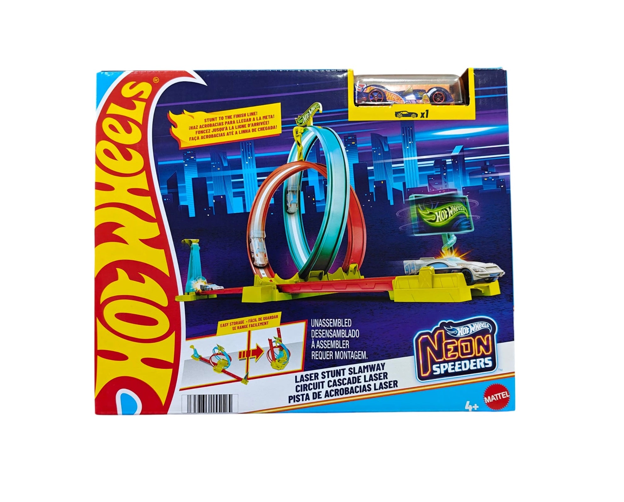 Hot Wheels Neon Speeders Laser Stunt Slamway Track Set | Stunt & Race with Double Inverted Loops, Neon-Themed Billboard & Easy Storage | Includes 1 Hot Wheels 1:64 Scale Car | 4+ Years html Copy Edit
