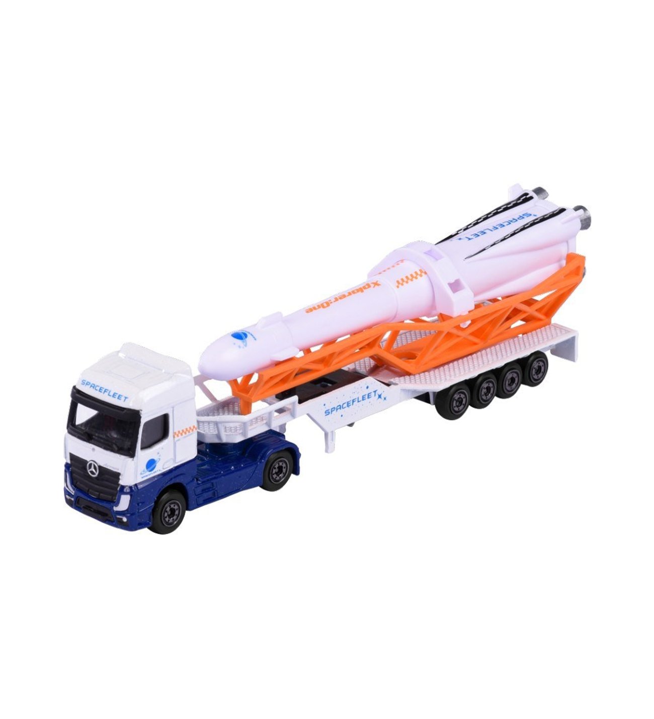 Majorette Transporter Series – Mercedes-Benz Actros & MAN TGX XXL Die-Cast Truck with Speedboat, Police Helicopter, Spacefleet, Tractor, Aeroplane & More | 3+ Years