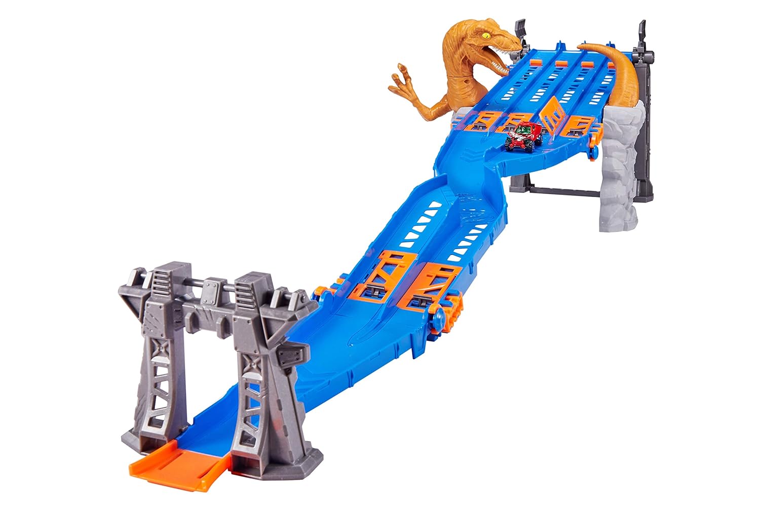Zuru Metal Machines 4-Lane Raptor Attack Track Set with Hidden Ejectors and Exclusive Diecast Car, 1.2m/4ft Racing Track for Kids 4+ Years