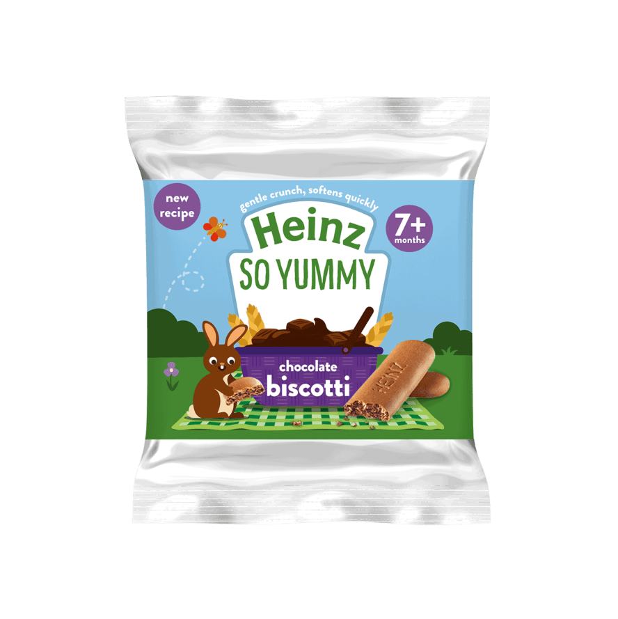 Heinz So Yummy Chocolate Biscotti for Babies 7+ Months | Softens Quickly | Ideal for Baby-Led Weaning | 60g Snack Pack