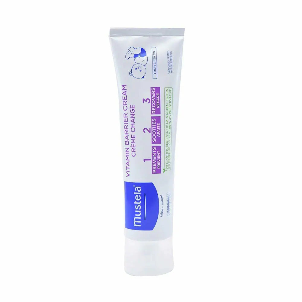 Mustela 1 2 3 Vitamin Barrier Cream – Diaper Rash Cream with Zinc Oxide & Avocado Perseose® for Baby Skin Protection, Soothing & Repairing Care | 100ml
