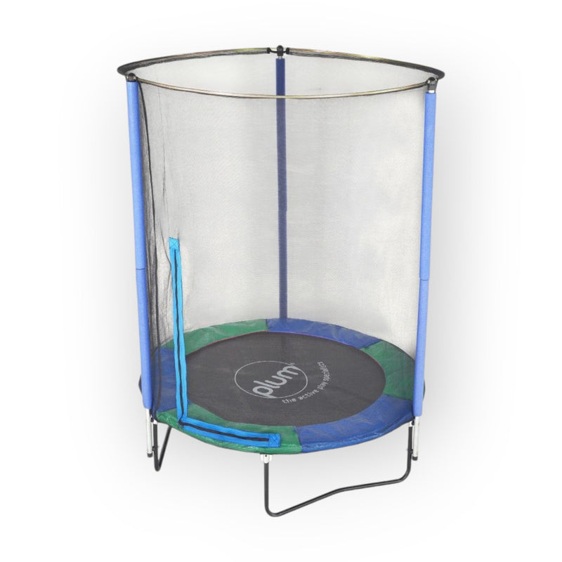 Plum 4ft Junior Trampoline with Enclosure – Safe Outdoor Trampoline for Kids Aged 3-6 Years | Galvanised Frame | Padded Safety Net | 30 Springs | Max User Weight 40kg