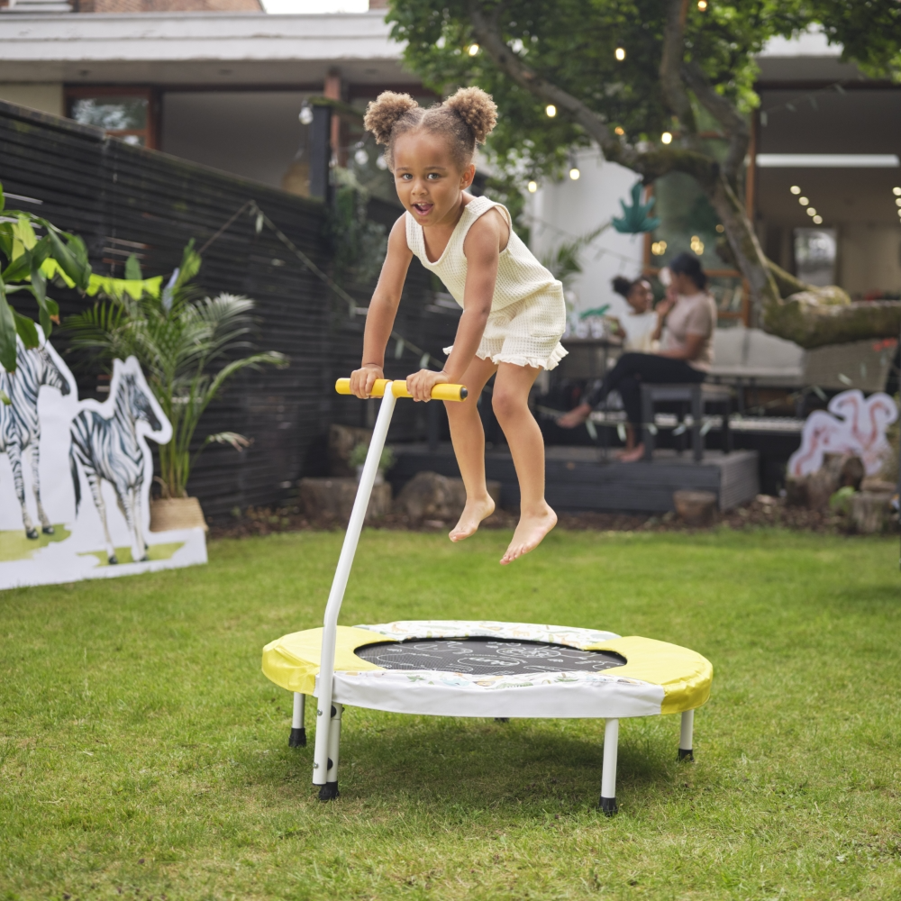 Plum Junior Jungle Bouncer with Sounds – Motion-Activated Trampoline for Toddlers | Soft-Grip Handle | Ages 18 Months+ | Up to 25 kg