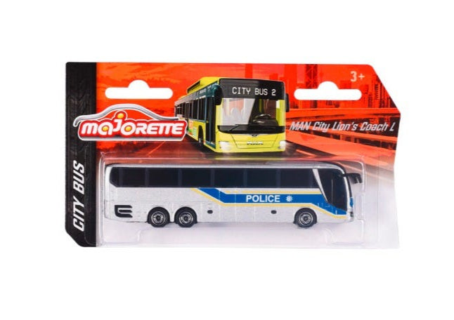 Majorette MAN City Bus Series - Lion’s City C & Lion’s Coach L | Die-Cast Model with Authentic Details | 1:110 Scale | Collector’s Edition | Free-Rolling Wheels