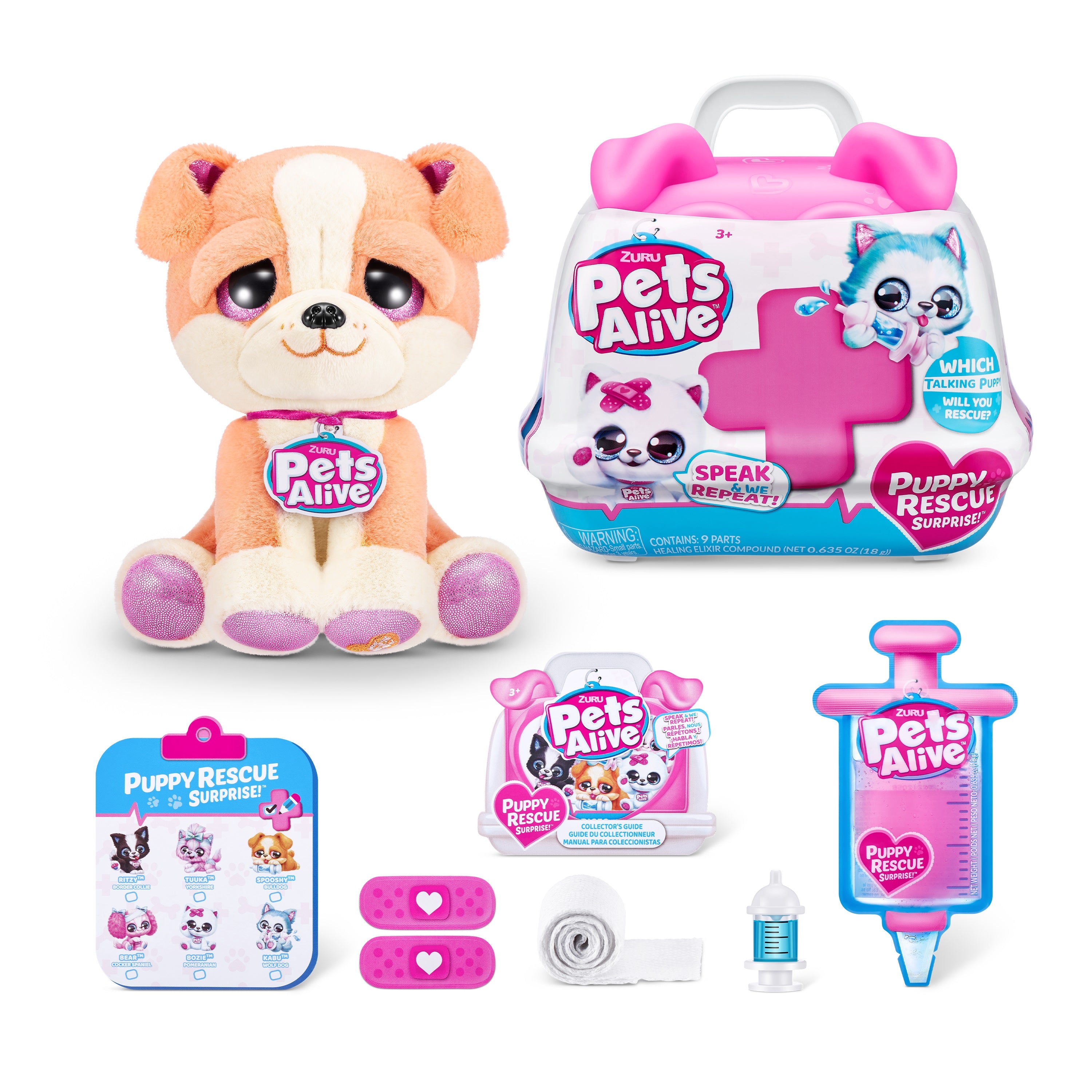 Pets Alive Pet Shop Surprise Series 3 Puppy Rescue Wolf Dog | Ultra Soft Plush, Speak and Repeat, Interactive Toy with Surprises Inside