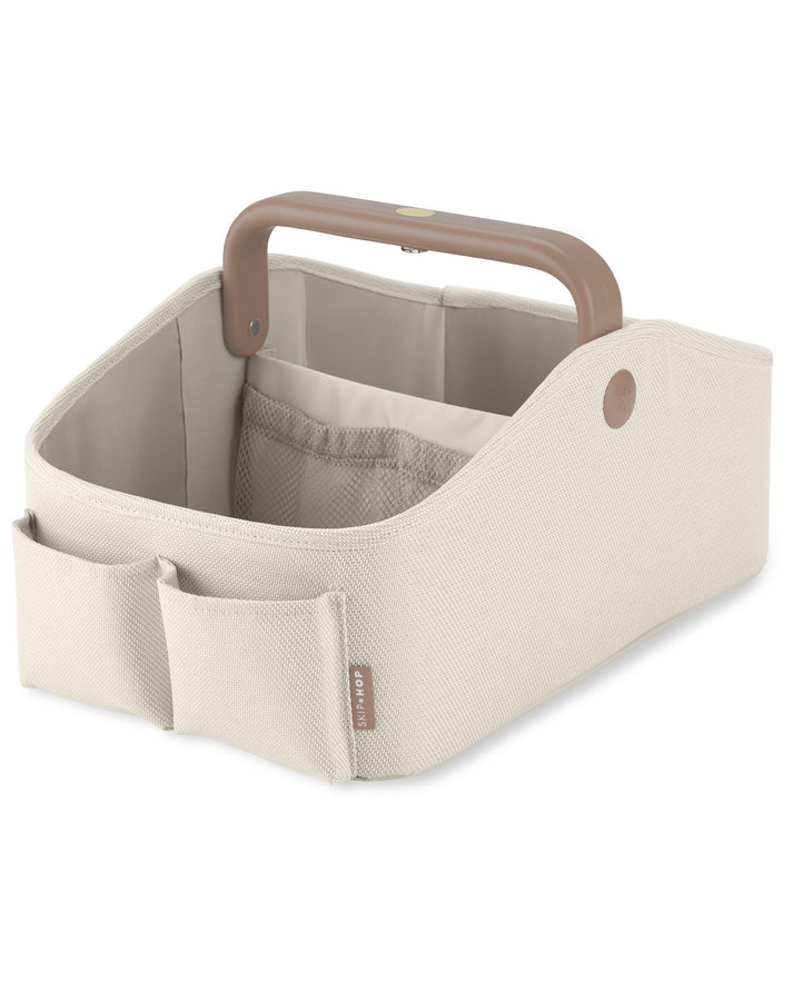 Skip Hop Light-Up Diaper Caddy with Touch-Sensitive LED Handle, Modular Divider & Storage Pockets – Portable Baby Organizer for Diapers, Wipes & Nursery Essentials | Oat Color