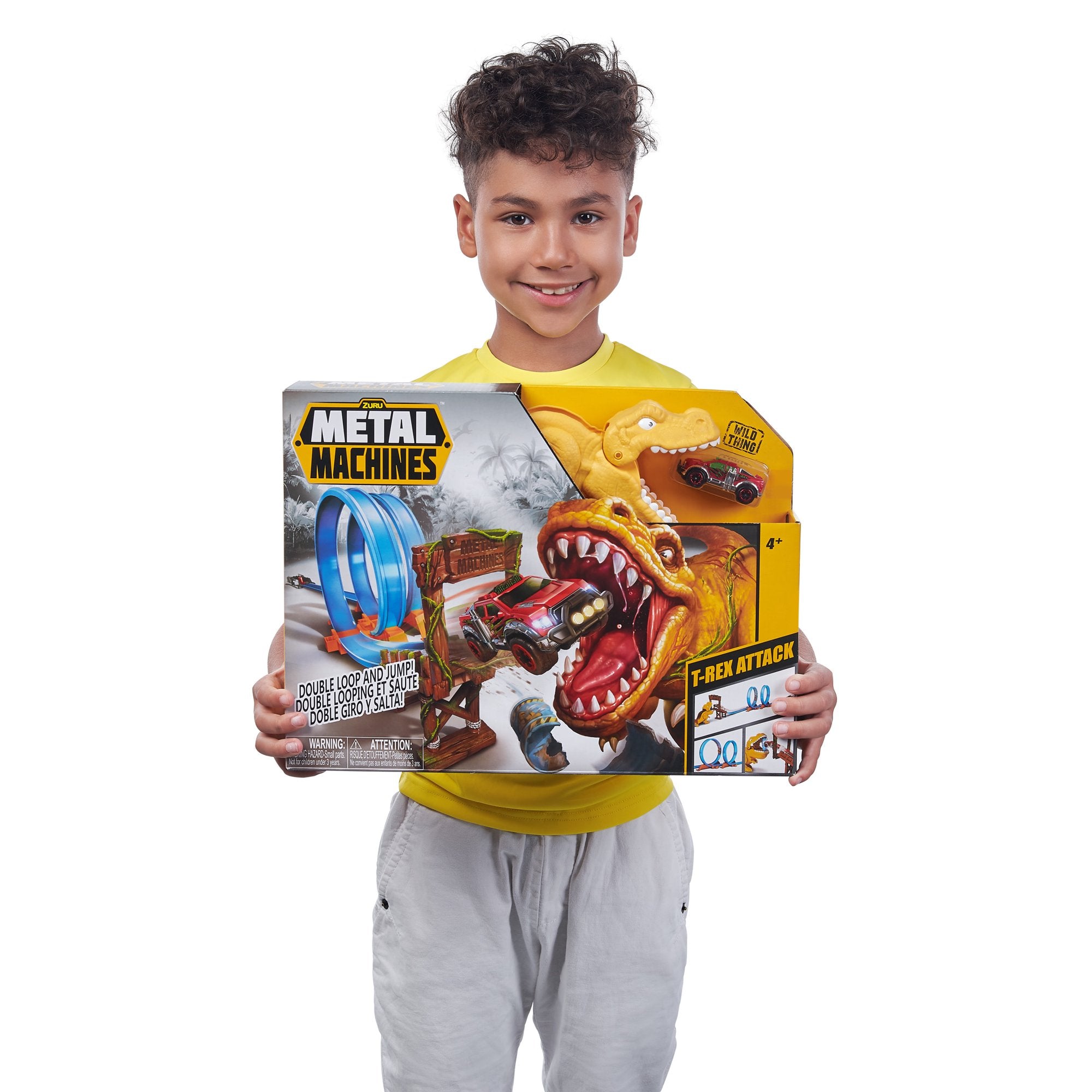 Zuru Metal Machines T-Rex Attack Building Trackset with Powerful Launcher, Double 360 Loops & Mini Racing Car – 2.63m/8.63ft Track Length