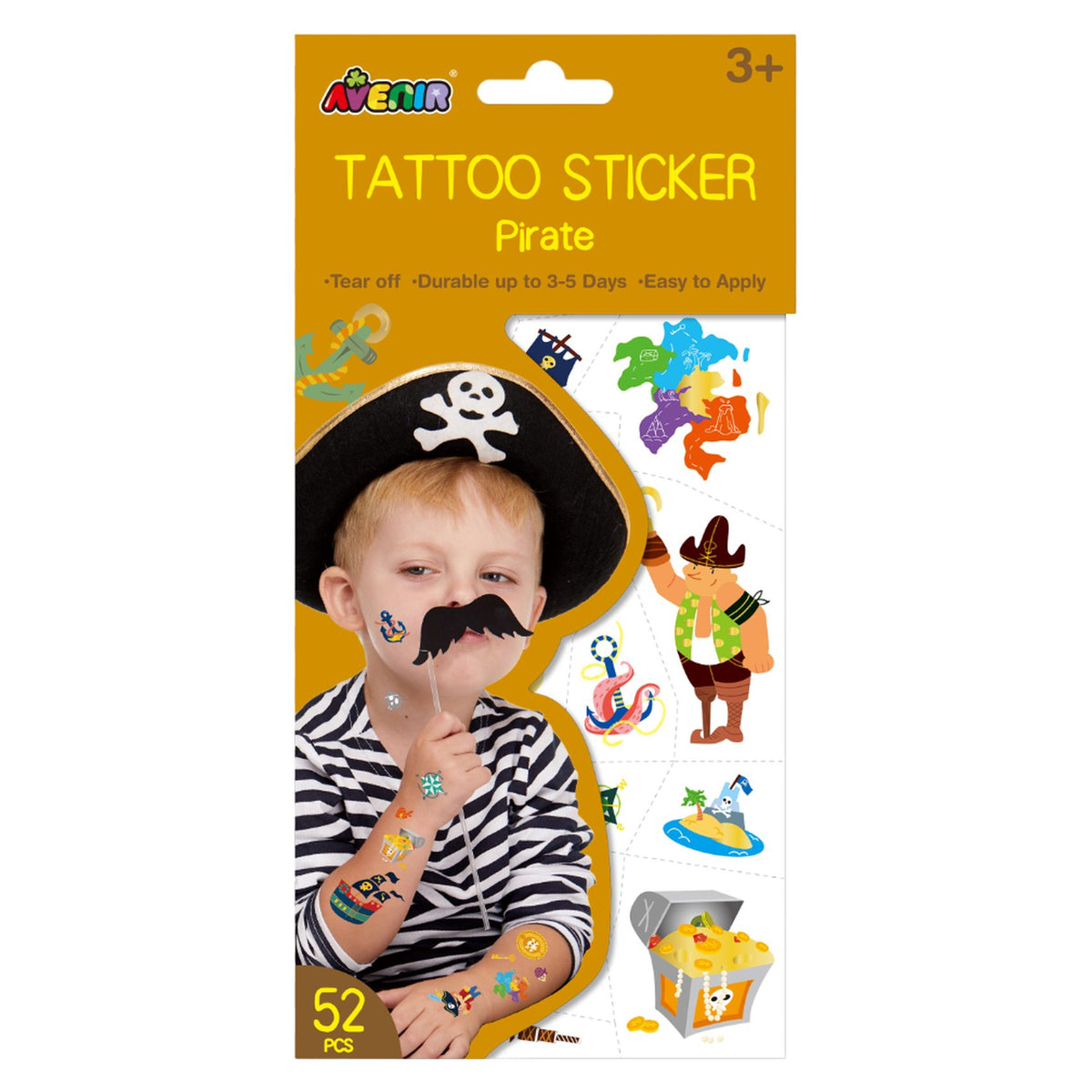 Avenir Tattoo Stickers – Durable 3-5 Days, Easy to Apply & Remove – Safe for Kids Ages 3+