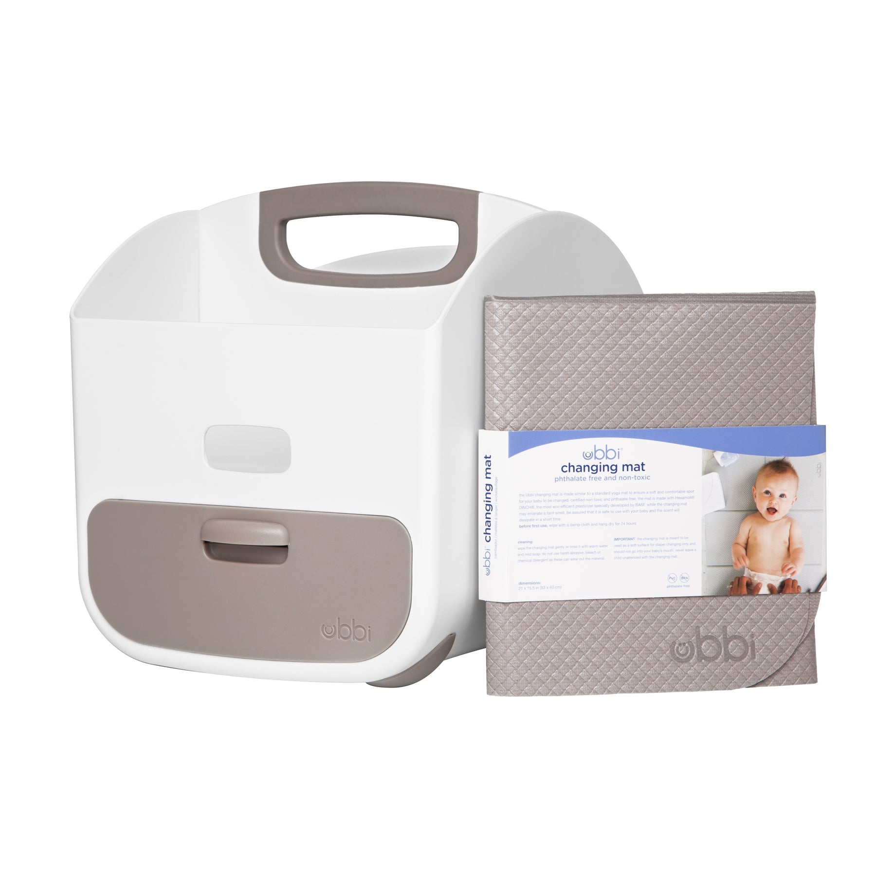 Ubbi Portable Diaper Changing Station & Caddy Organizer with Folding Mat | Diaper Storage for Baby Wipes & Accessories | Gray