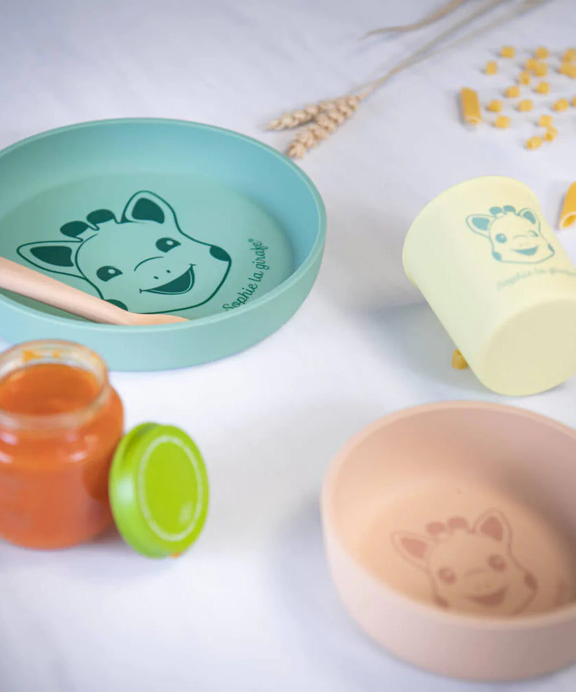 Sophie La Girafe Silicone Meal Set - Plate, bowl, cup, spoon - 6+ Months - MINIMEE KIDS