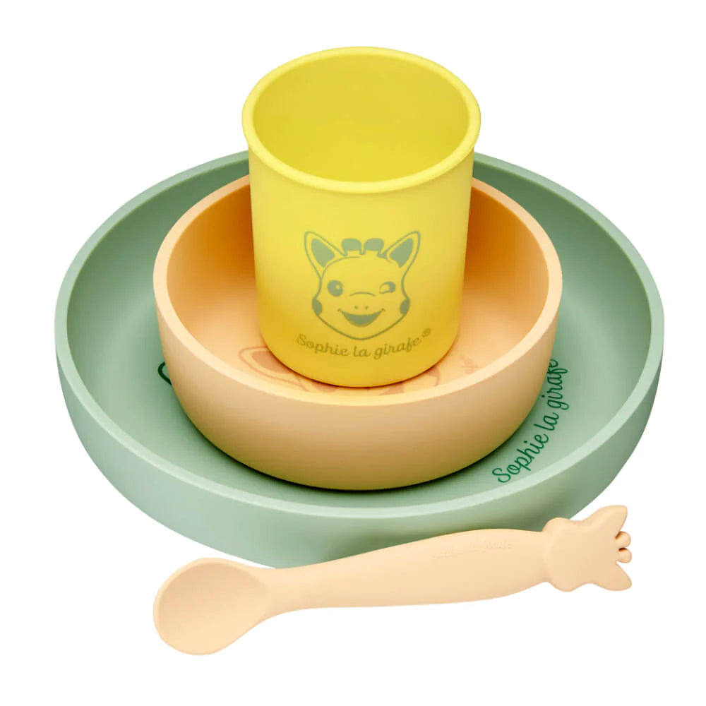 Sophie La Girafe Silicone Meal Set - Plate, bowl, cup, spoon - 6+ Months - MINIMEE KIDS