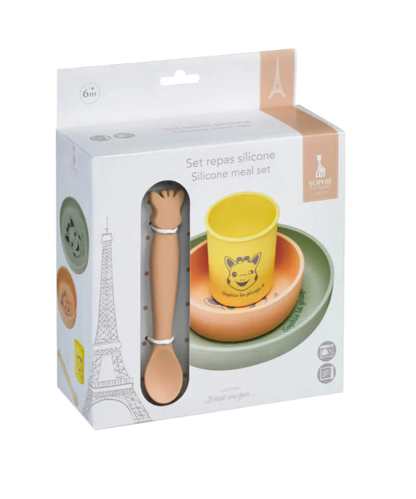 Sophie La Girafe Silicone Meal Set - Plate, bowl, cup, spoon - 6+ Months - MINIMEE KIDS