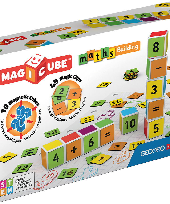Geomag Magicube 55 Pieces Math Building Magnetic Cubes with Magic Clips for Ages 3+ Years