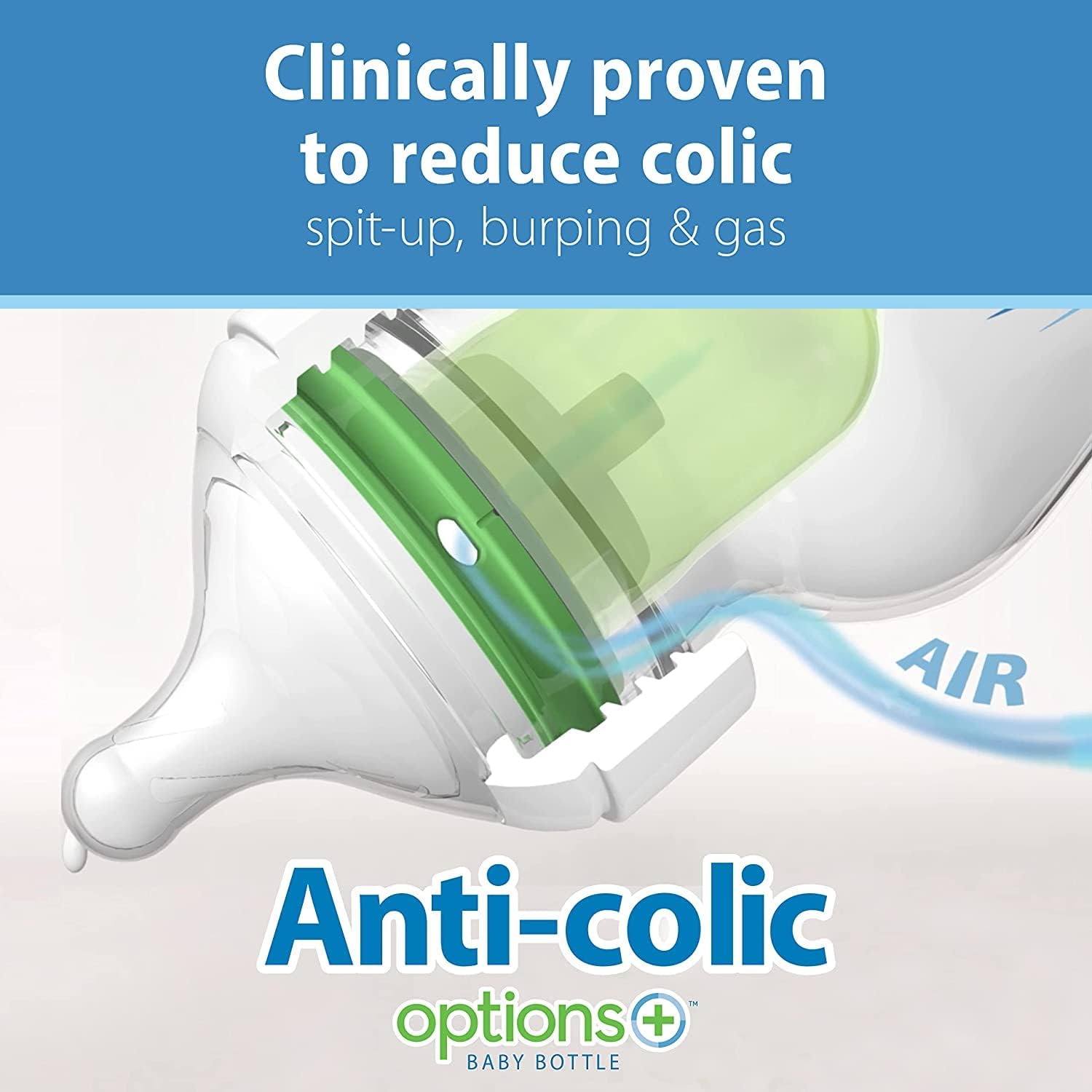 Dr. Brown's Natural Flow Options+ Anti-Colic Baby Bottle - 150ml for 0m+, Wide-Neck Design, Reduces Colic, Gas & Spit-Up