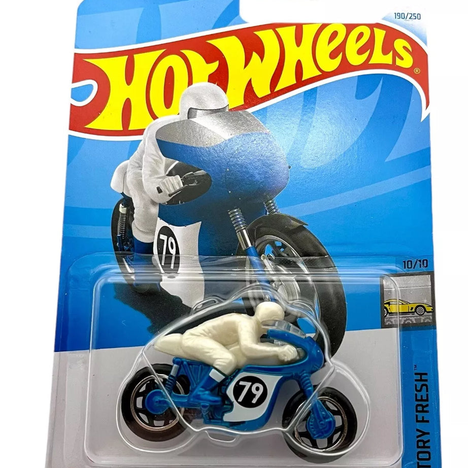 Hot Wheels 1966 Triumph Tiger 100 Die-Cast Motorcycle - Factory Fresh 1:64 Scale | Limited Edition 190/250 | Retro Racing Bike 10/10 | Blue & White Design with Rider