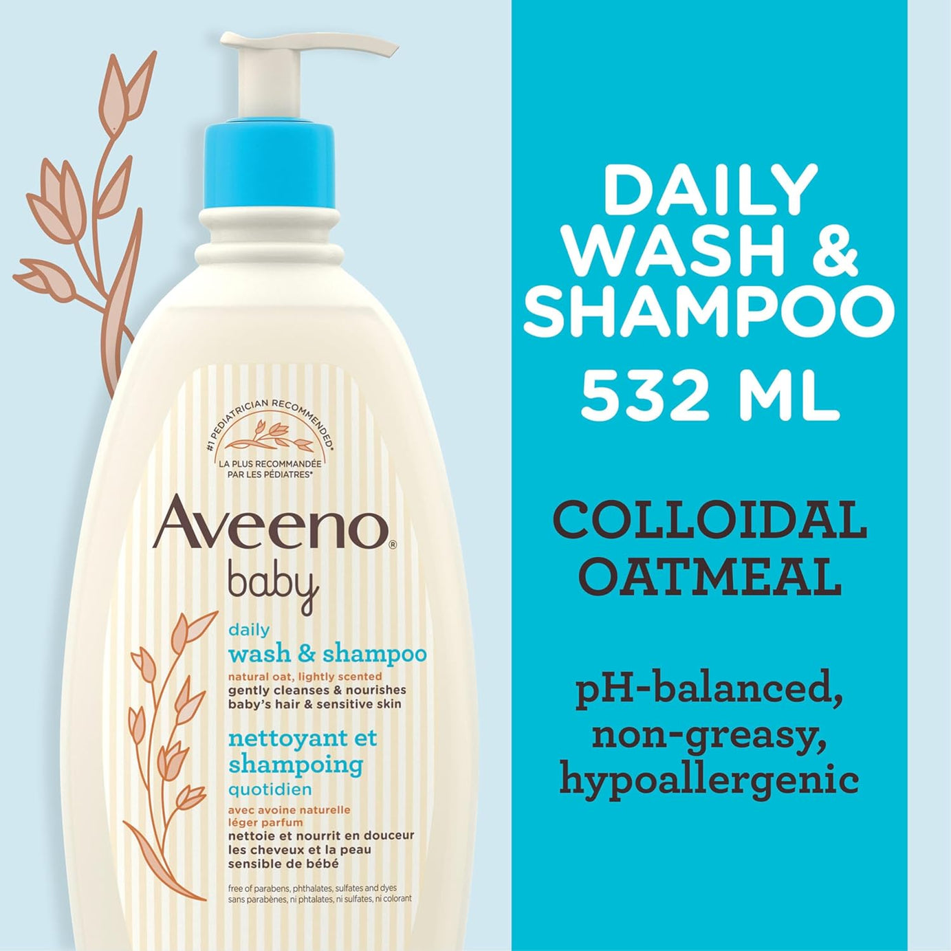 Aveeno Baby Wash and Shampoo - 532ml | Gentle Cleansing for Sensitive Skin - MINIMEE KIDS